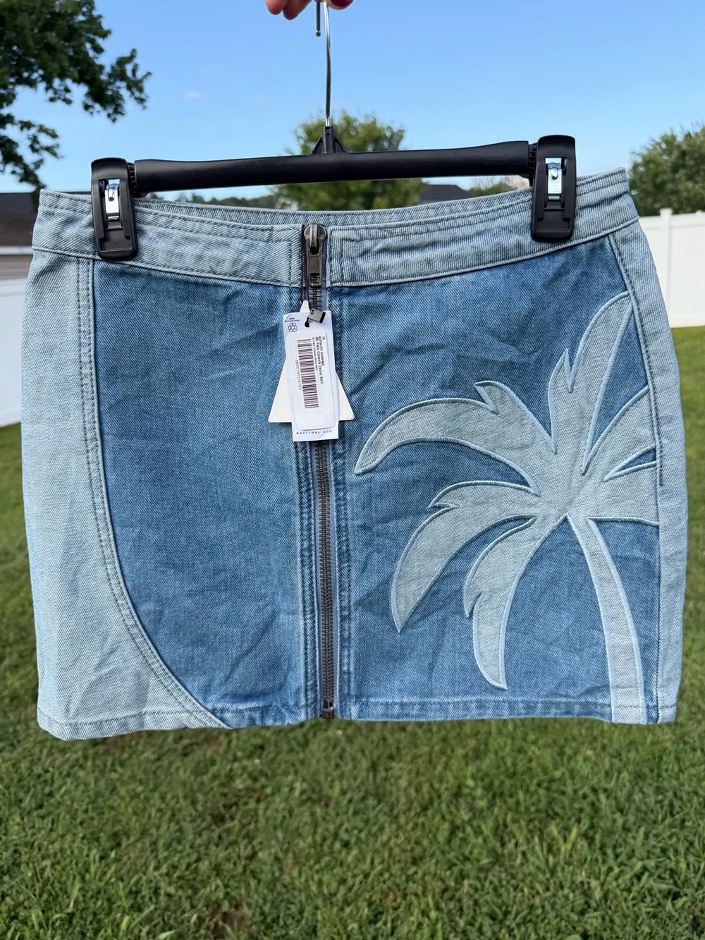 Nasty Gal Palm Cutwork Denim Skirt